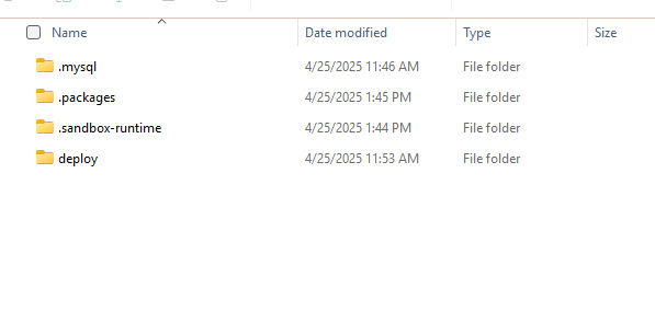 Screenshot showing access to sensitive directories like .mysql, .sandbox-runtime