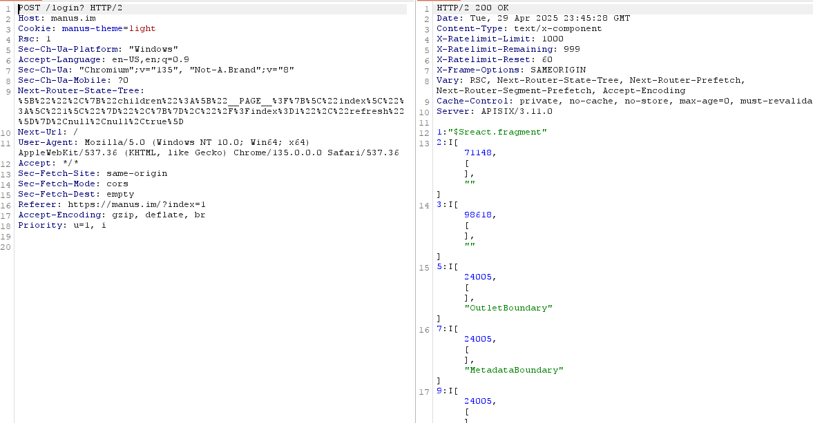 Screenshot showing HTTP request and response headers